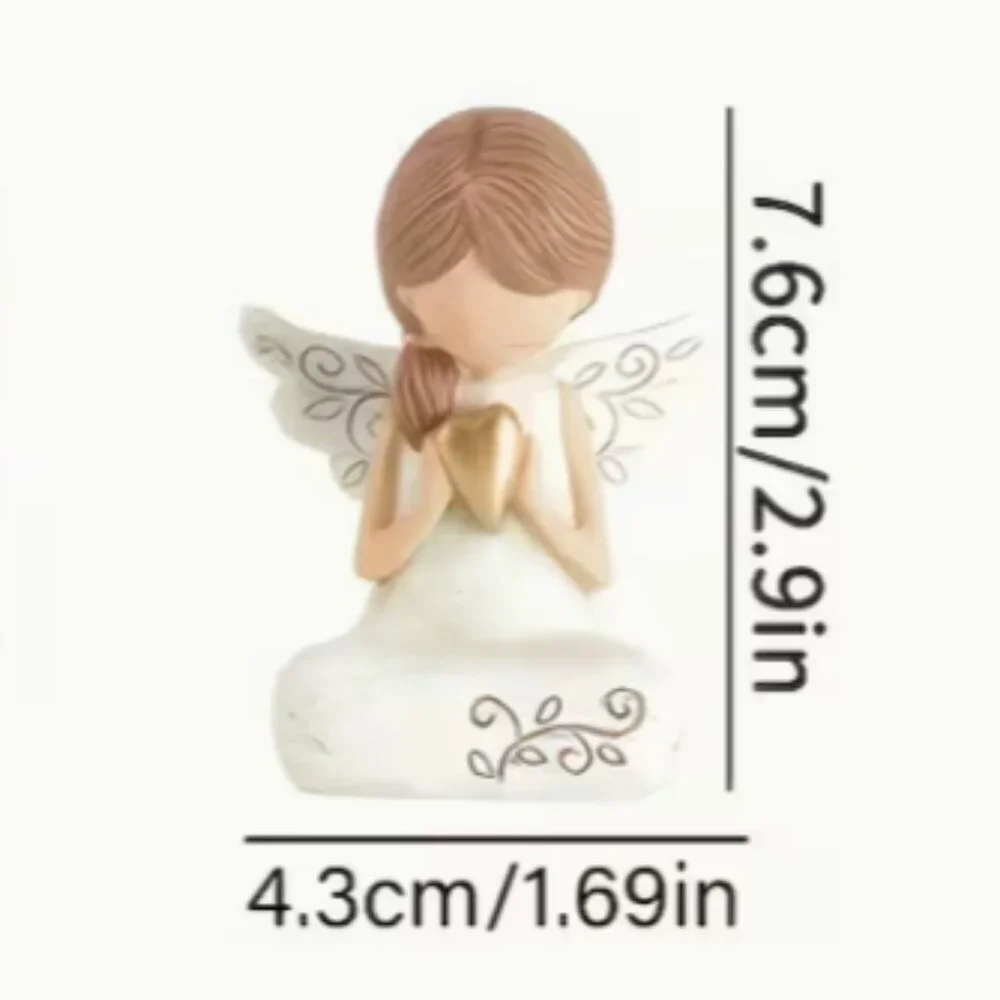 Angel of Love White Angel & Heart Resin Statue 3